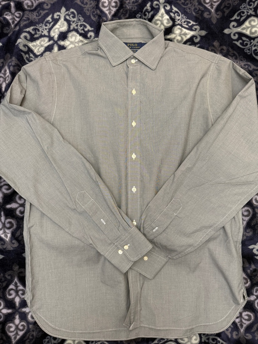 Polo by Ralph Lauren Men's Light Gray Long-Sleeve Button Shirt- 16-1/2 - 36/37